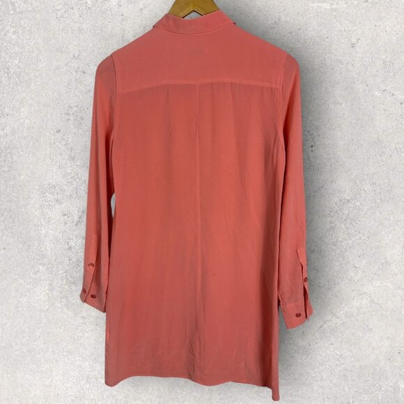 Equipment 100% Silk Lucida Shirtdress Coral Pink Peach Womens Size Small Dress S - Picture 2 of 13